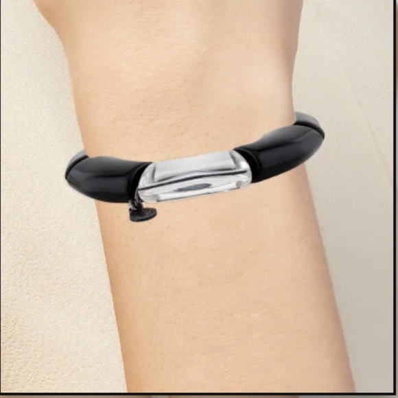Giorgio Armani Resin Stretch Bracelet black new lucite gorgeous - Picture 7 of 7